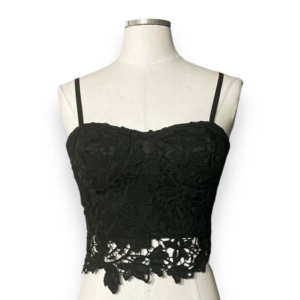 CASTING LA Black Lace Bustier Crop Top Cami - Picture 9 of 9